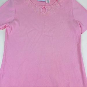 Alfred Dunner- Blouse-Short Sleeves--Pink-Small